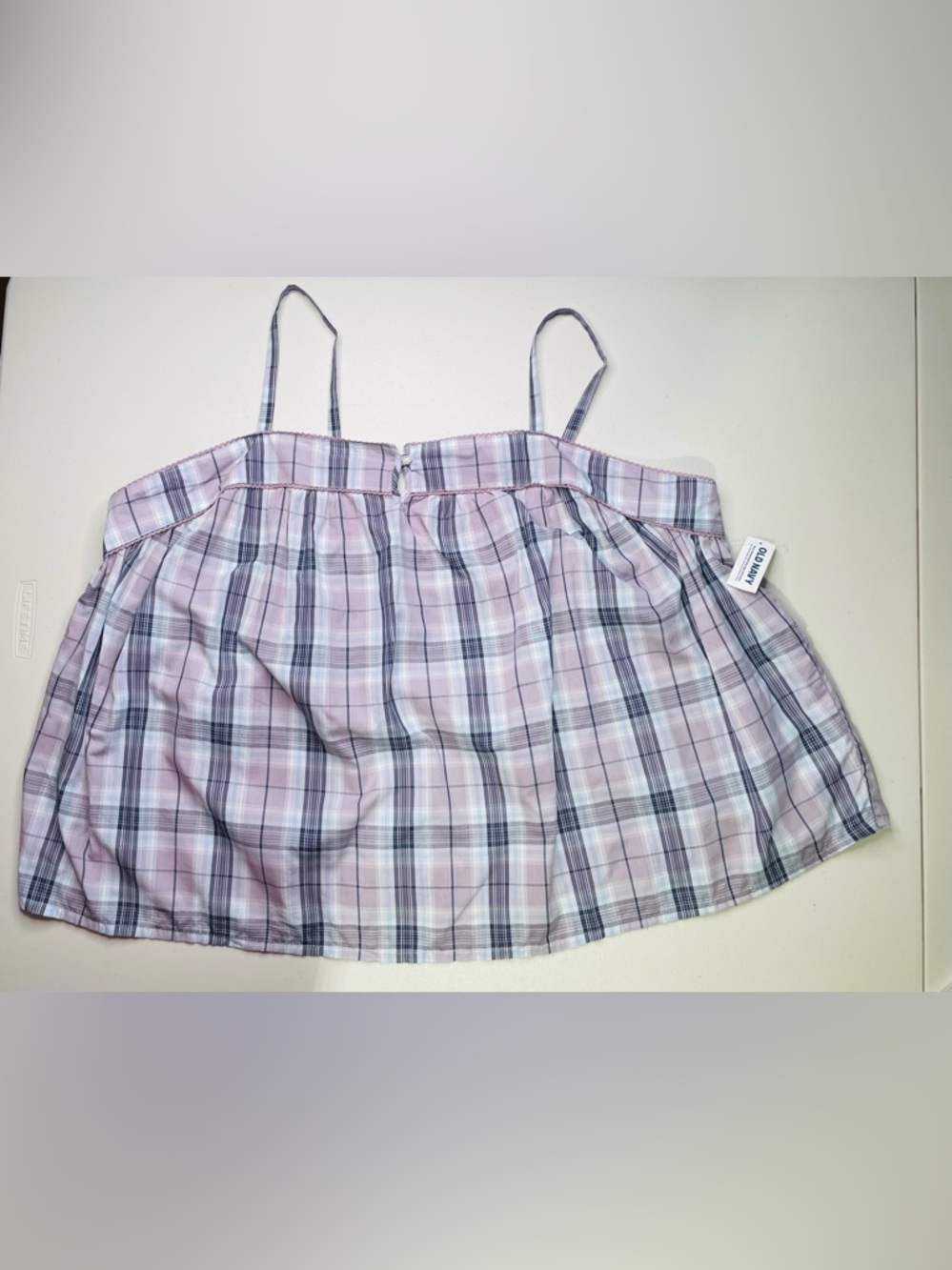 NWT Old Navy 3X Purple &  Navy Plaid Smocked Swing-Style Cami Adjustable Straps